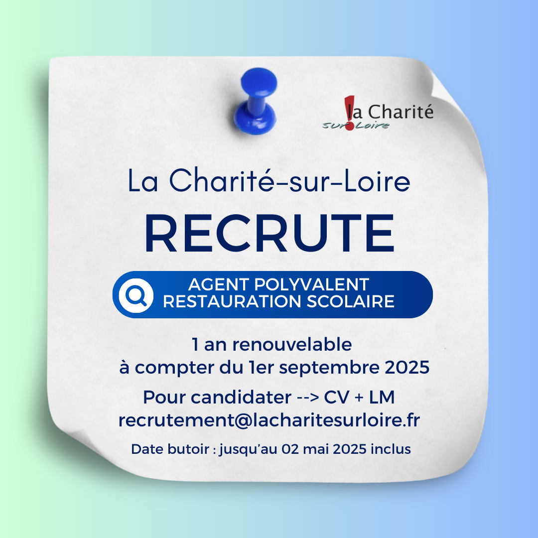 La ville de La Charité-sur-Loire recrute un (une) agent polyvalent de restauration scolaire