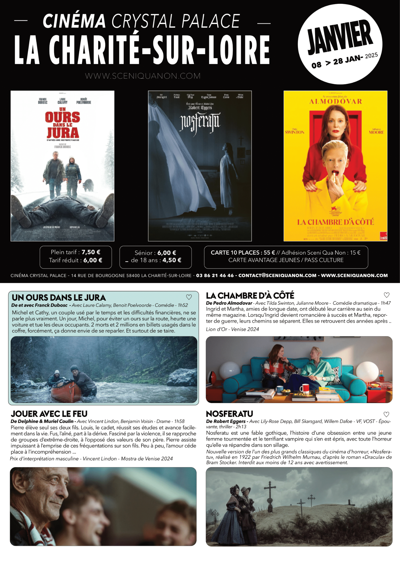 Le programme cinéma du 08 au 28 janvier 2025