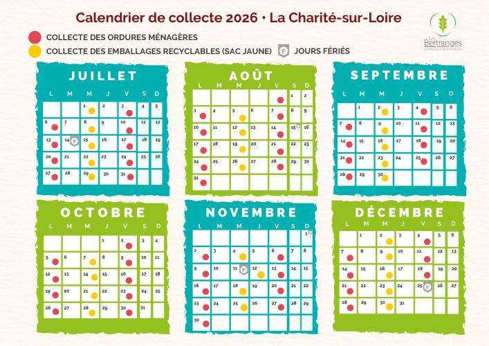 calendrier collecte poubelles 2e semestre 